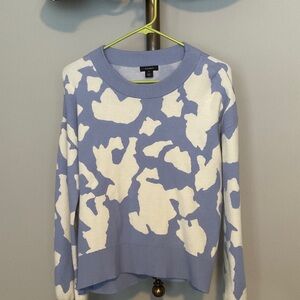 Halogen Blue and White Abstract Sweater
